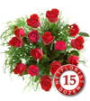 Classic Fifteen Roses in Cellophane
